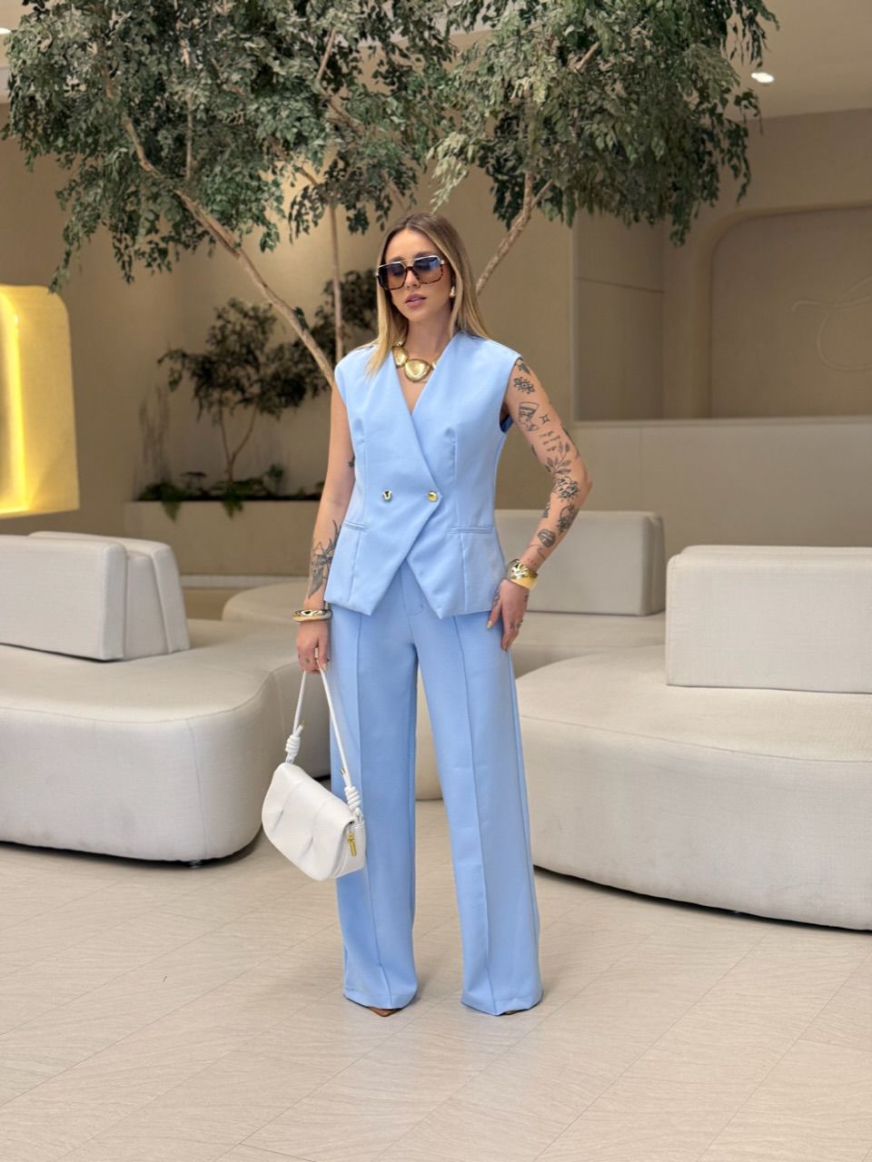 CONJUNTO MARCELLI CALÇA AZUL
