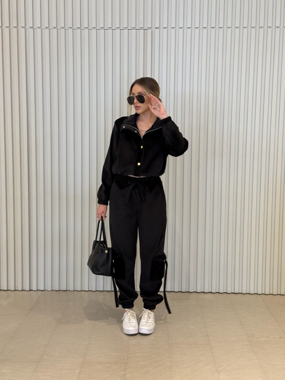 CONJUNTO ELOISA COTELÊ PRETO - 0067160032 - CAROLLA FERRARO