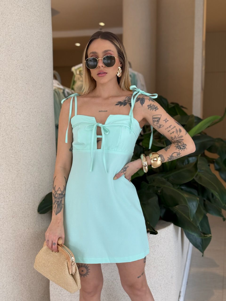 VESTIDO LUMA ALÇA BABY GREEN - 0068350400 - CAROLLA FERRARO