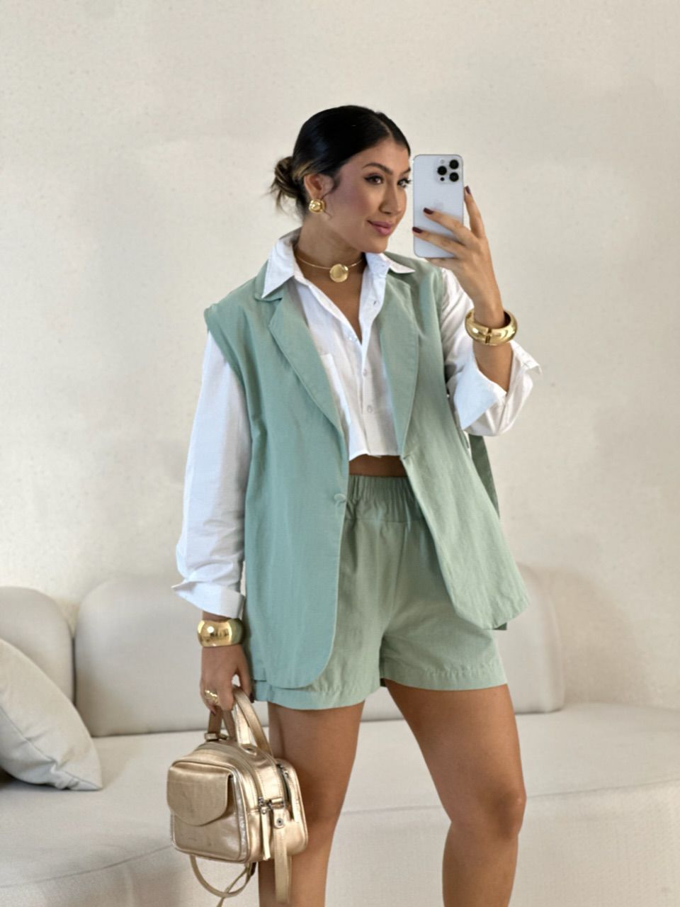 CONJUNTO DULCE SHORT PISTACHE