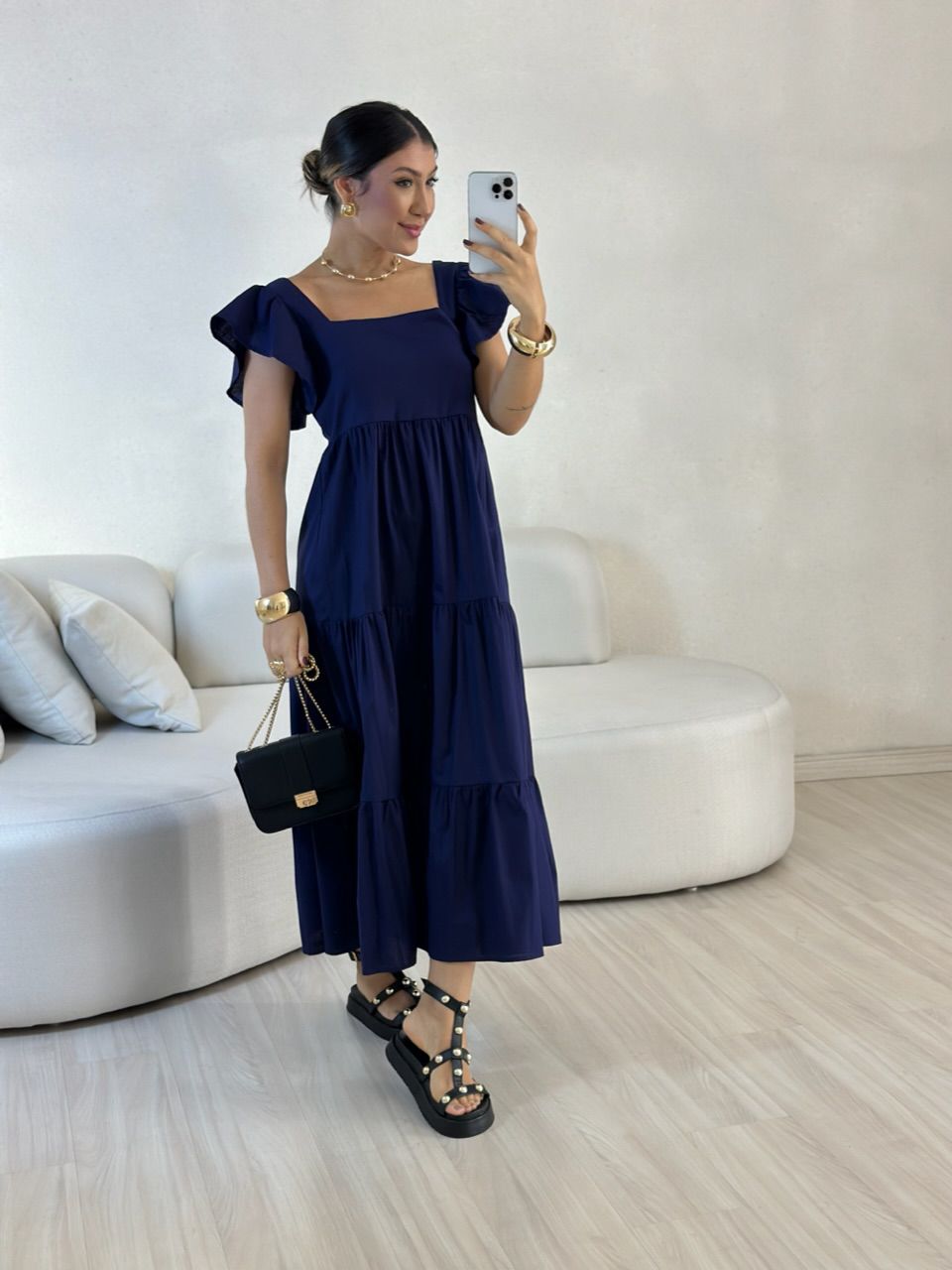 VESTIDO VILMA babados marinho