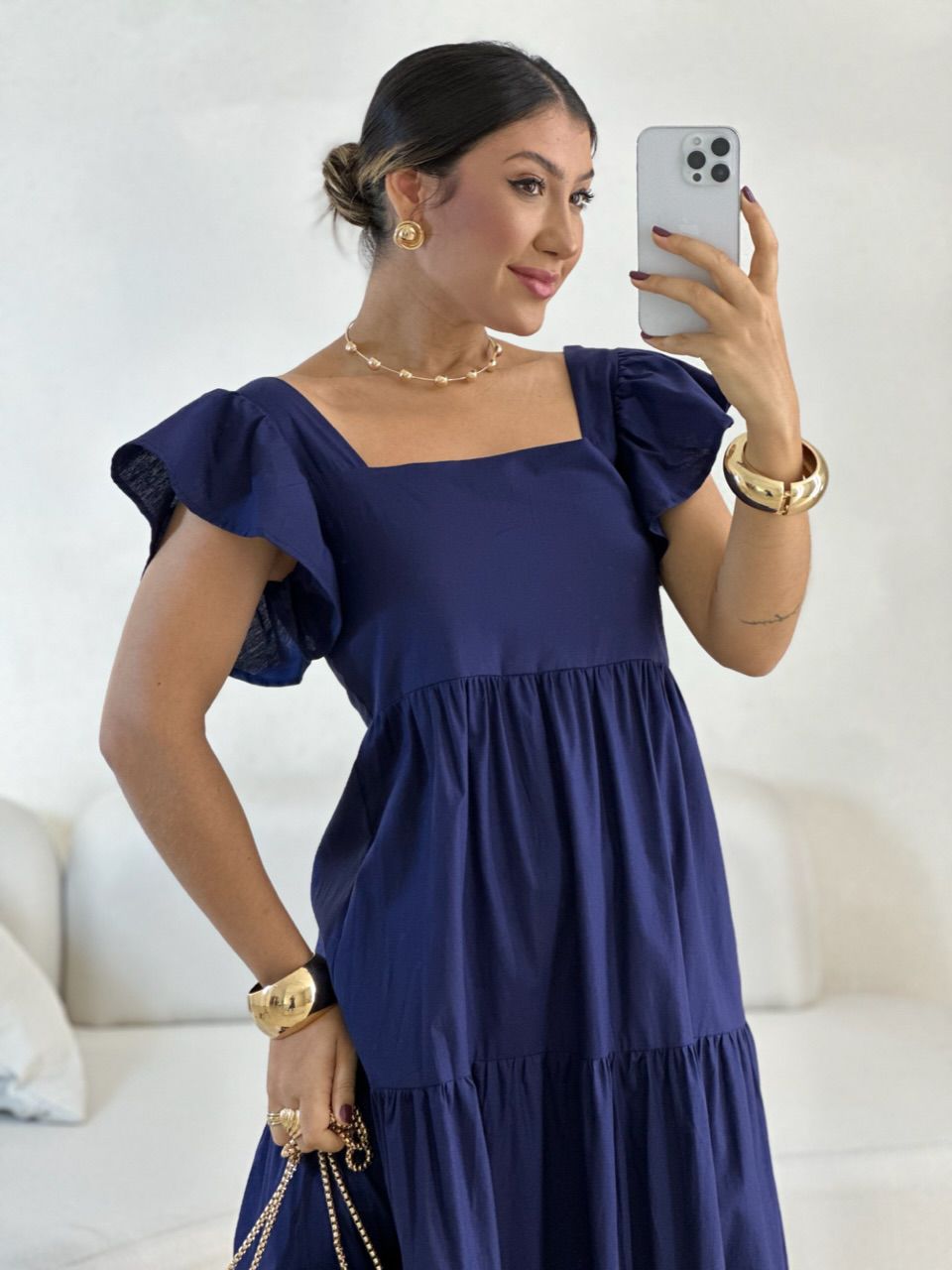 VESTIDO VILMA babados marinho