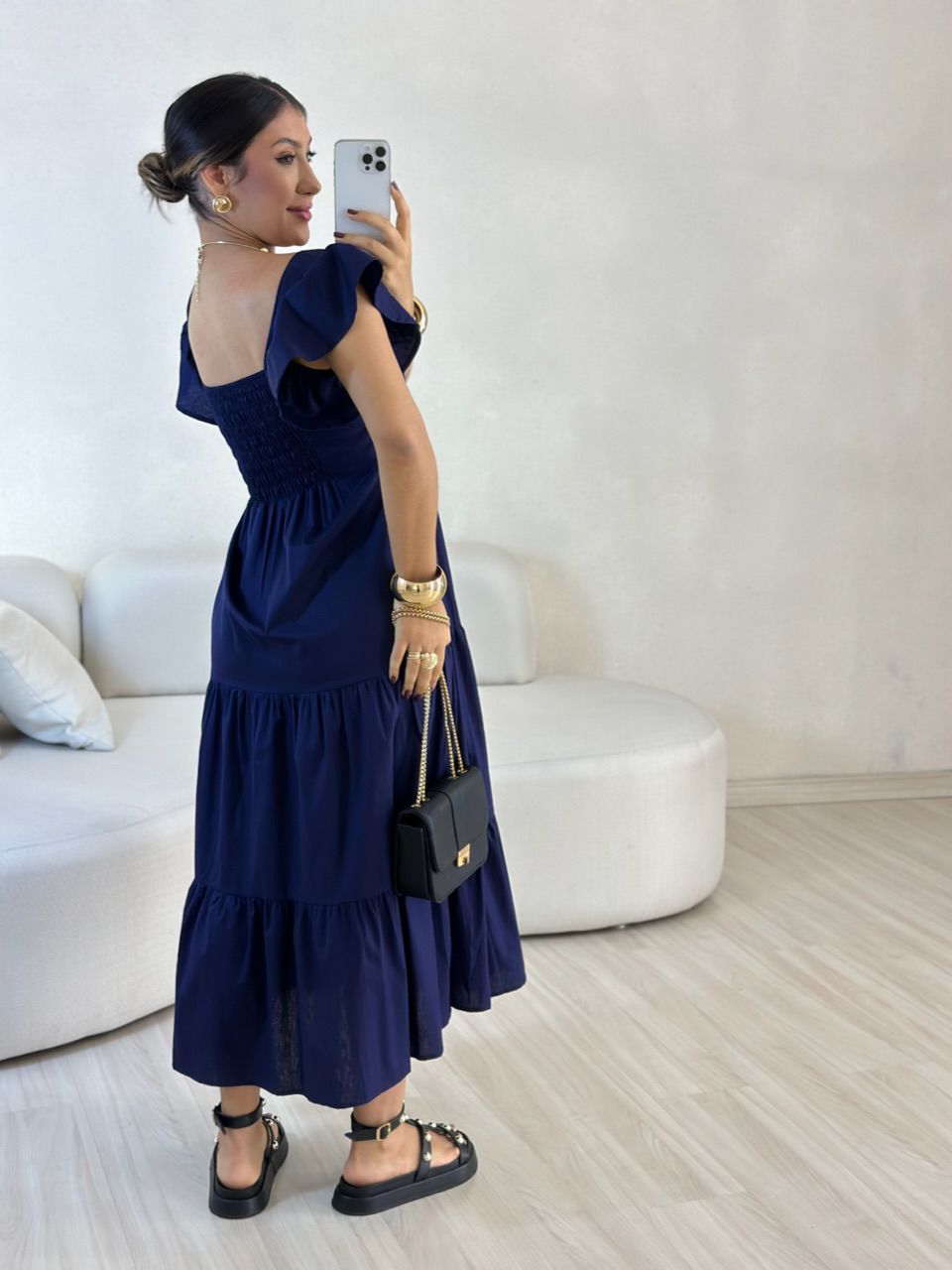 VESTIDO VILMA babados marinho