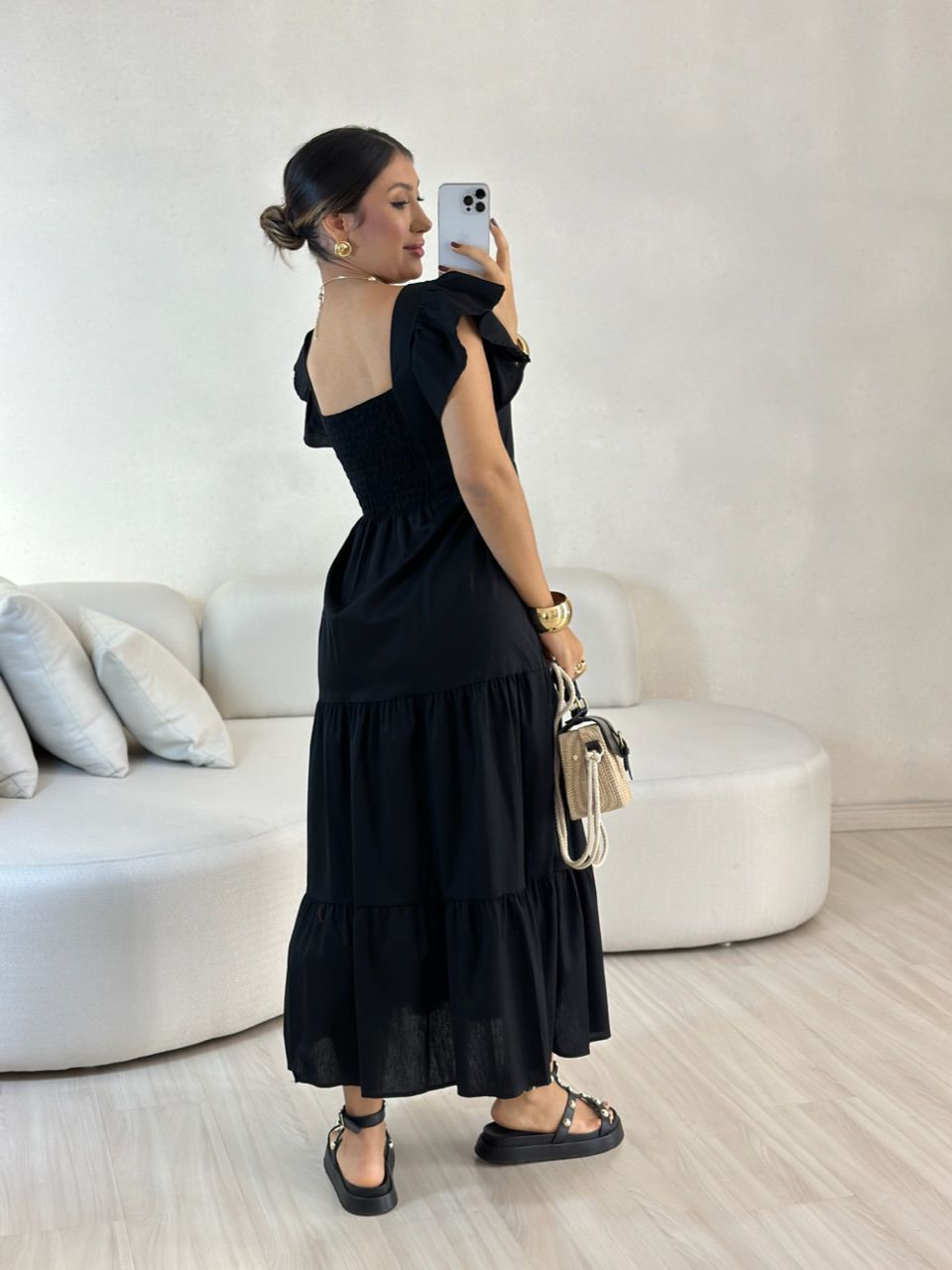 VESTIDO VILMA babados preto