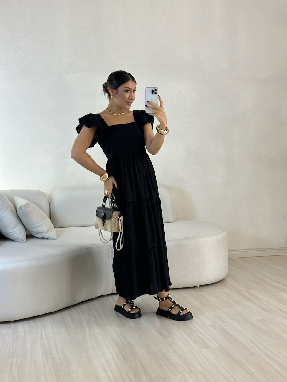 VESTIDO VILMA babados preto