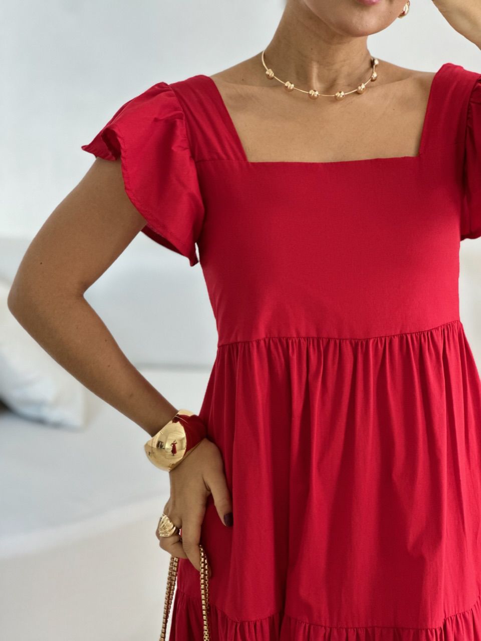 VESTIDO VILMA babados vermelho