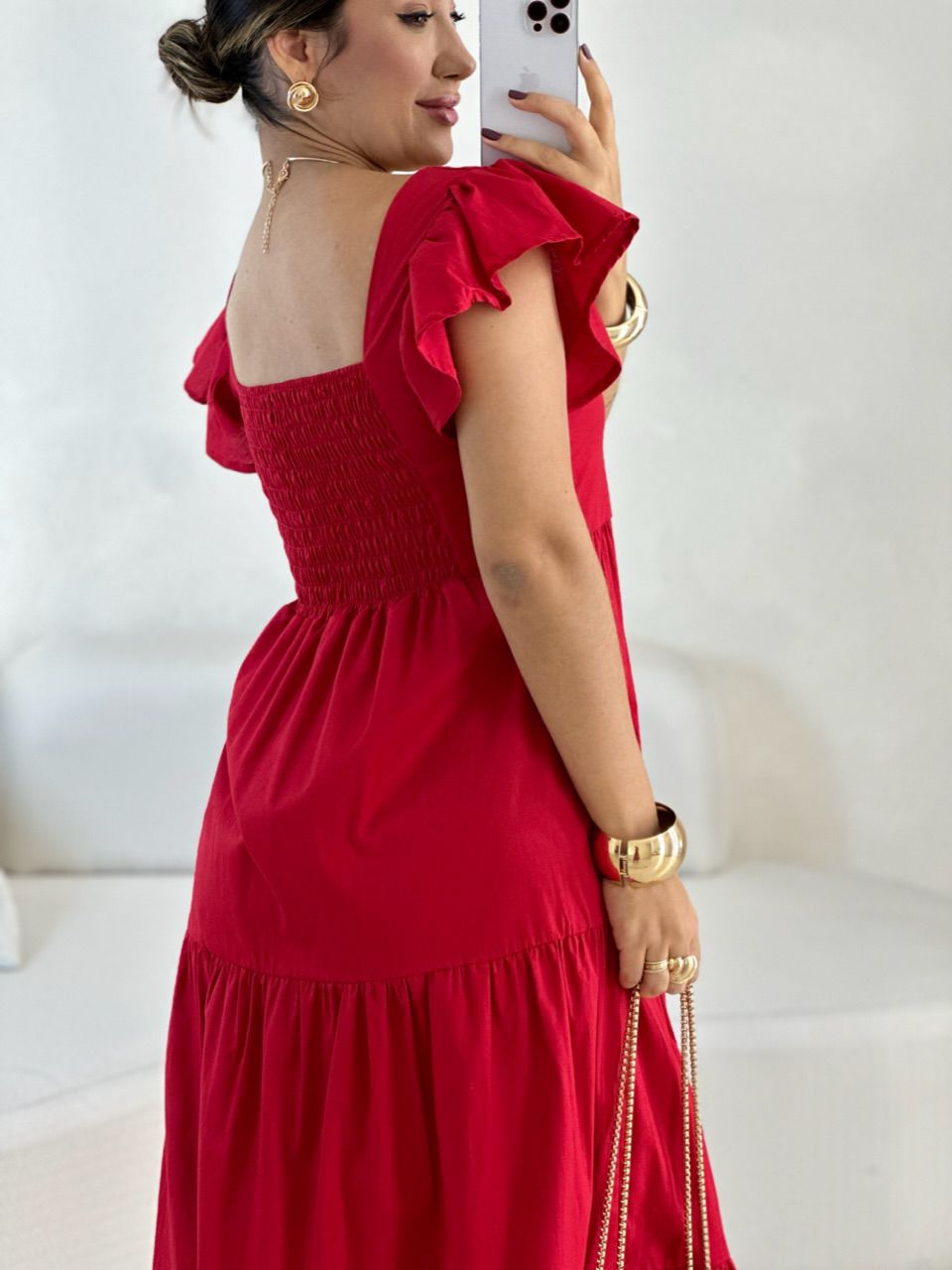 VESTIDO VILMA babados vermelho
