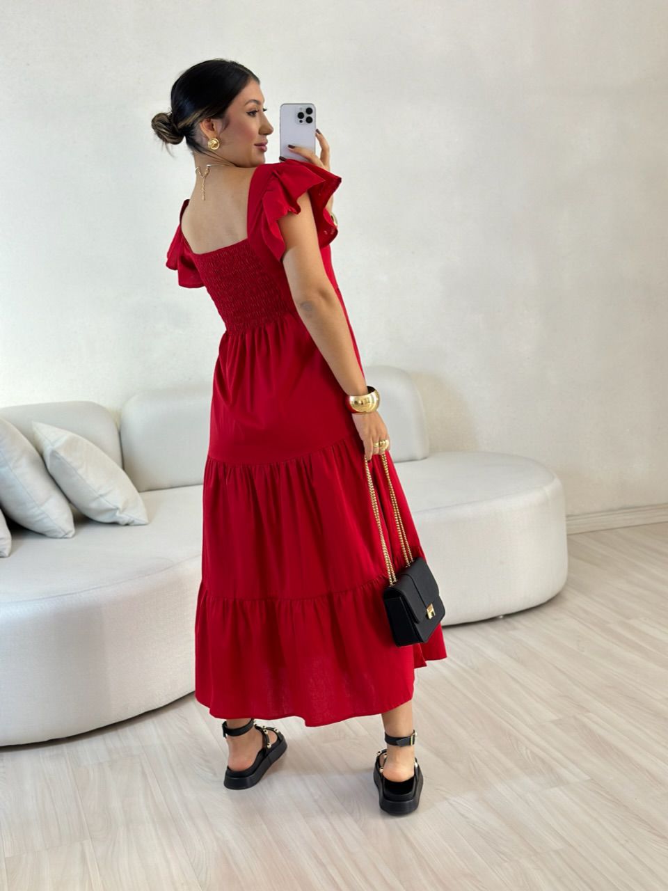 VESTIDO VILMA babados vermelho