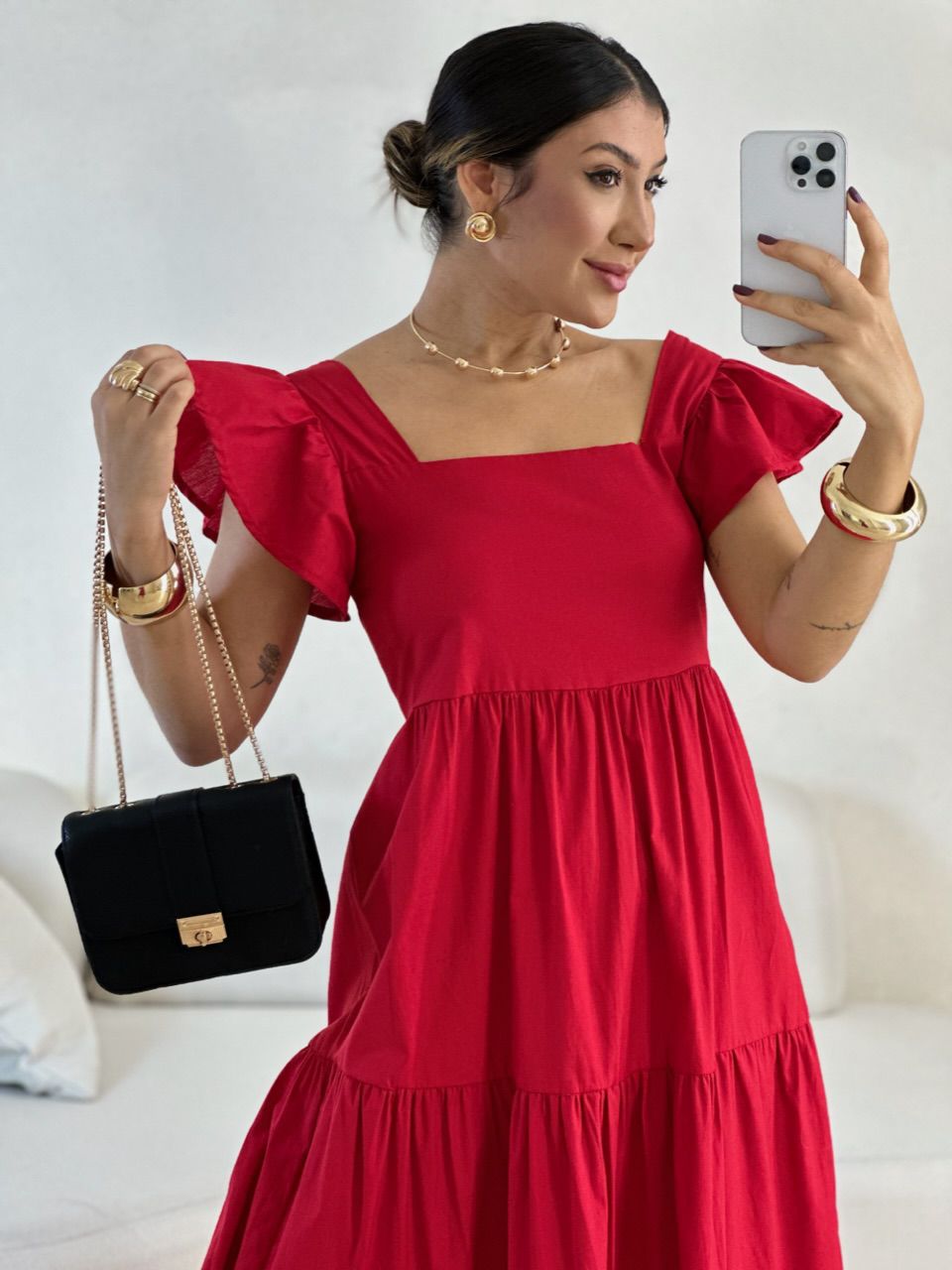 VESTIDO VILMA babados vermelho