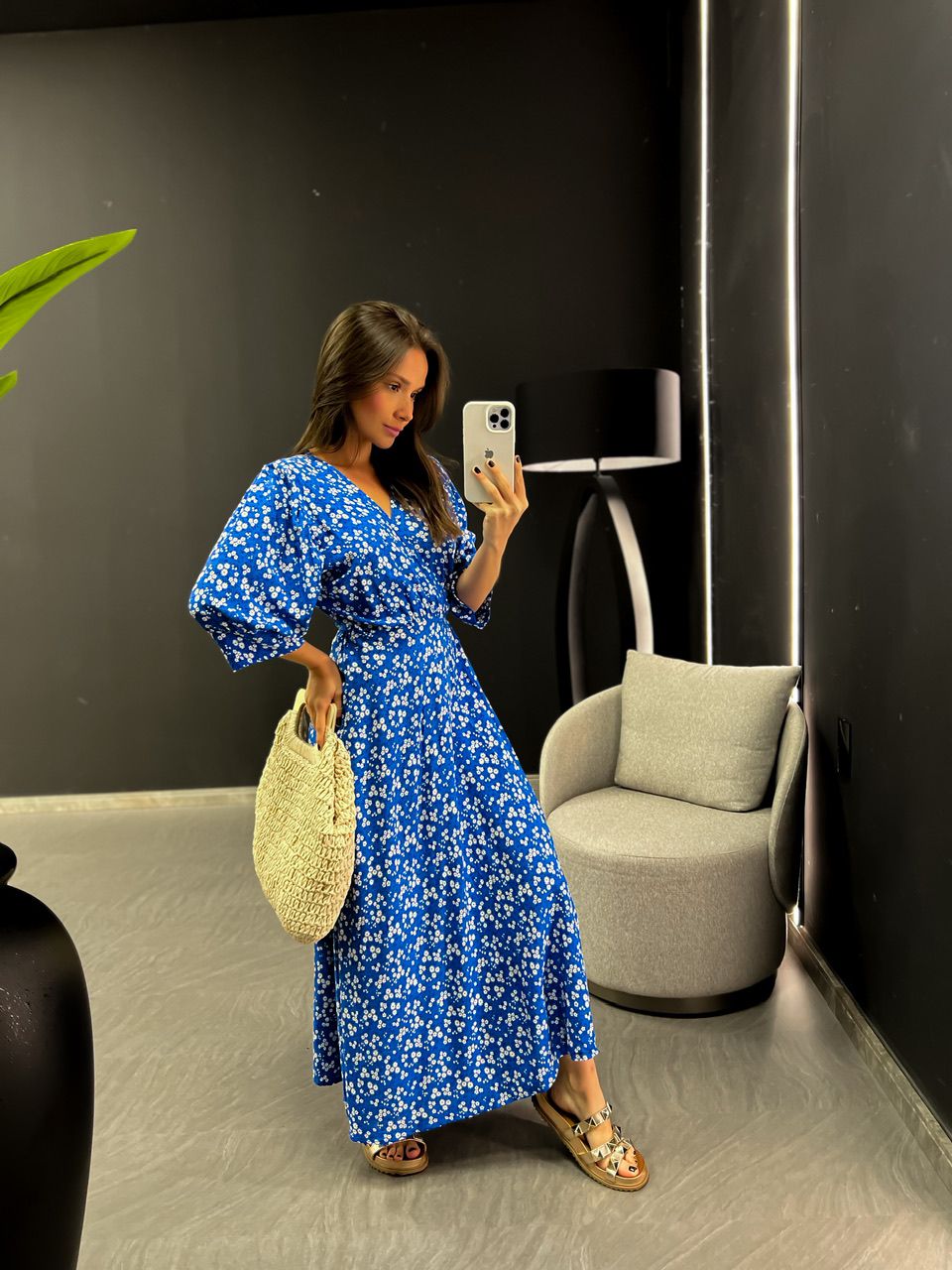 VESTIDO FLOR PETÚNIA ENVELOPE AZUL