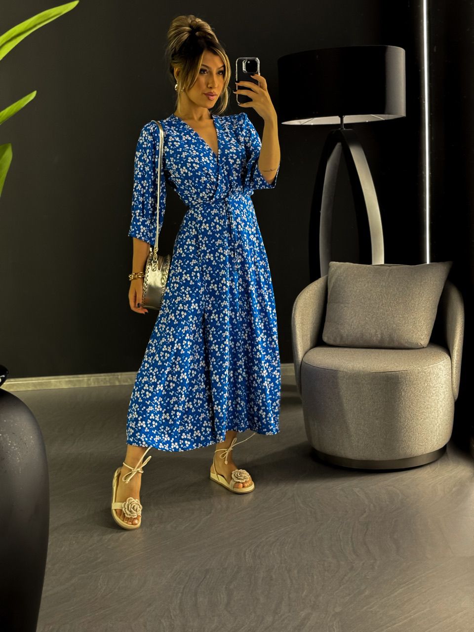 VESTIDO FLOR PETÚNIA ENVELOPE AZUL - 0046800109 - CAROLLA FERRARO