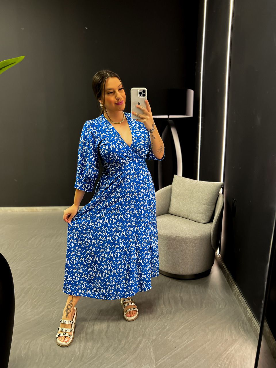 VESTIDO FLOR PETÚNIA ENVELOPE AZUL