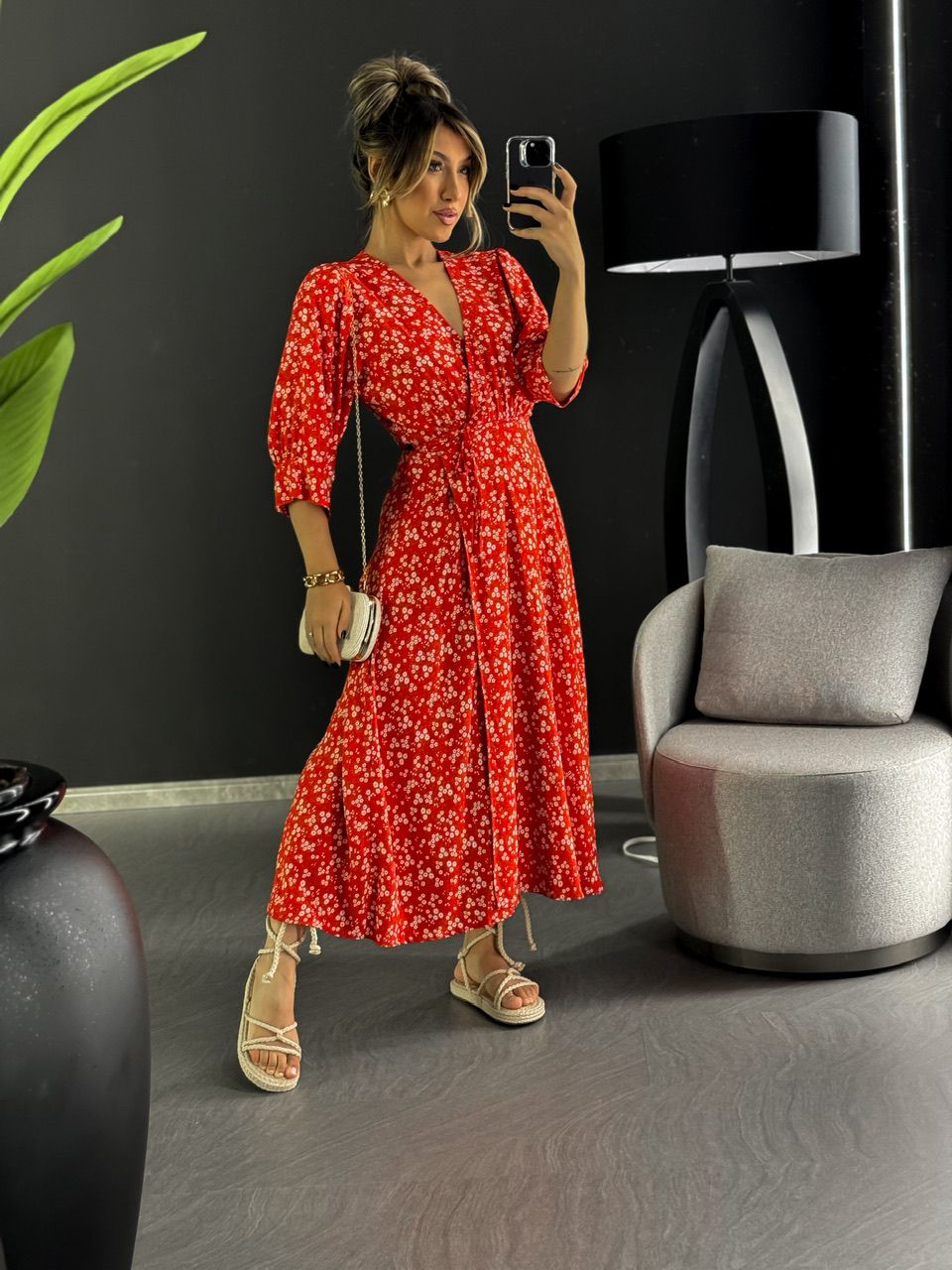 VESTIDO FLOR PETÚNIA ENVELOPE VERMELHO