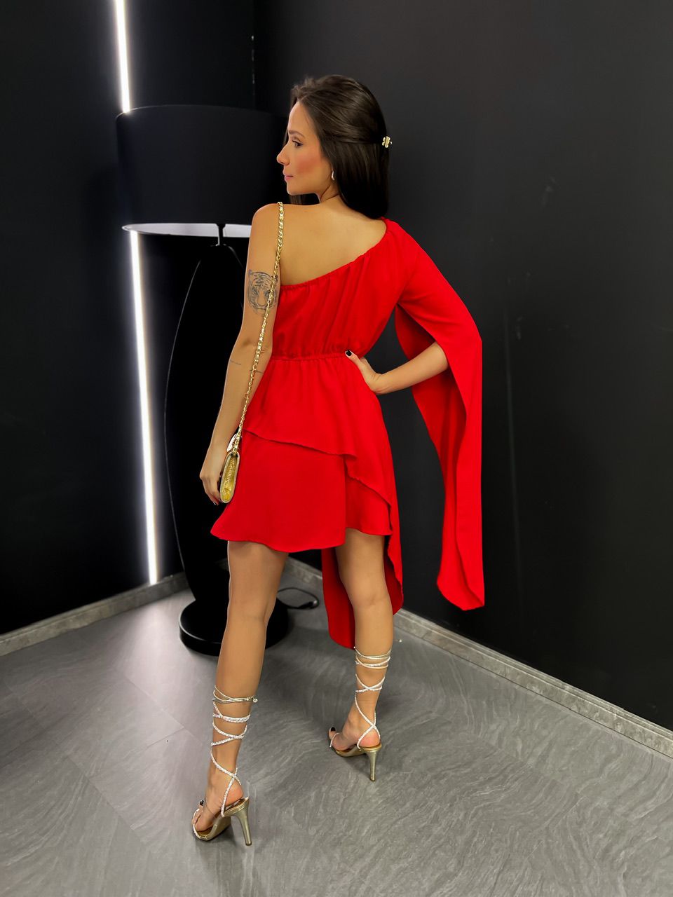VESTIDO ISA NULA MANGA LONGA VERMELHO