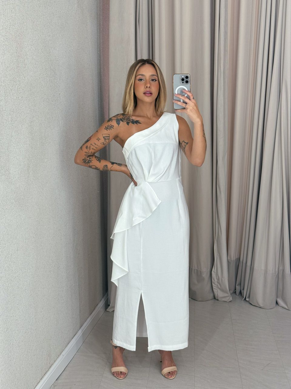 VESTIDO SILVANA NULA MANGA OFF - 0059030048 - CAROLLA FERRARO