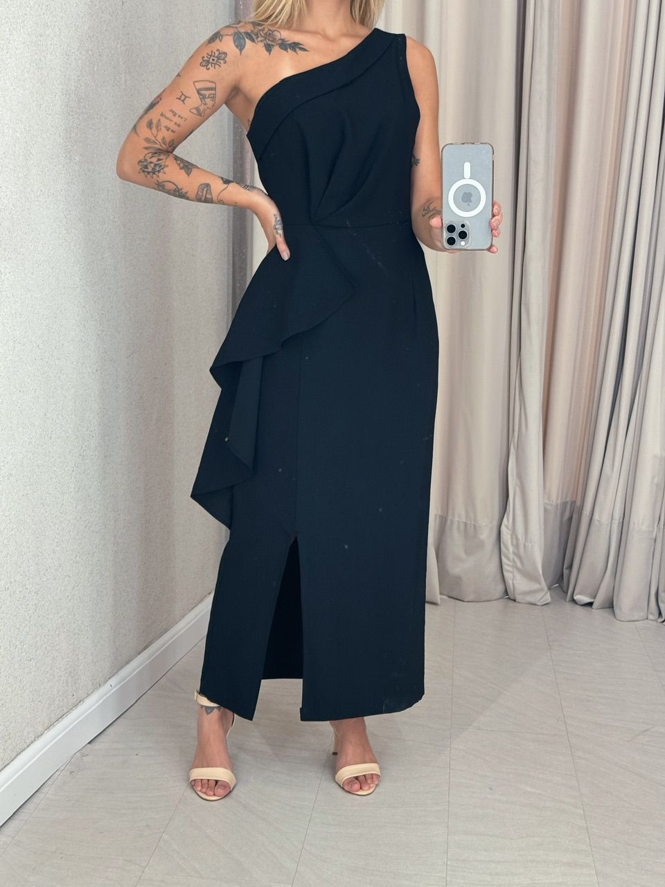 VESTIDO SILVANA NULA MANGA PRETO