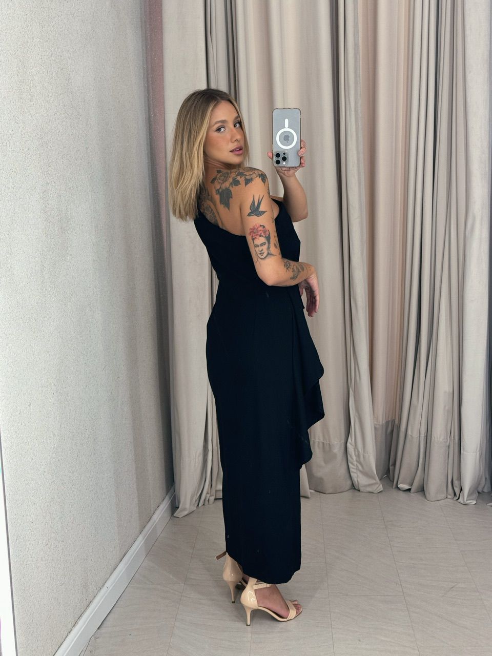 VESTIDO SILVANA NULA MANGA PRETO