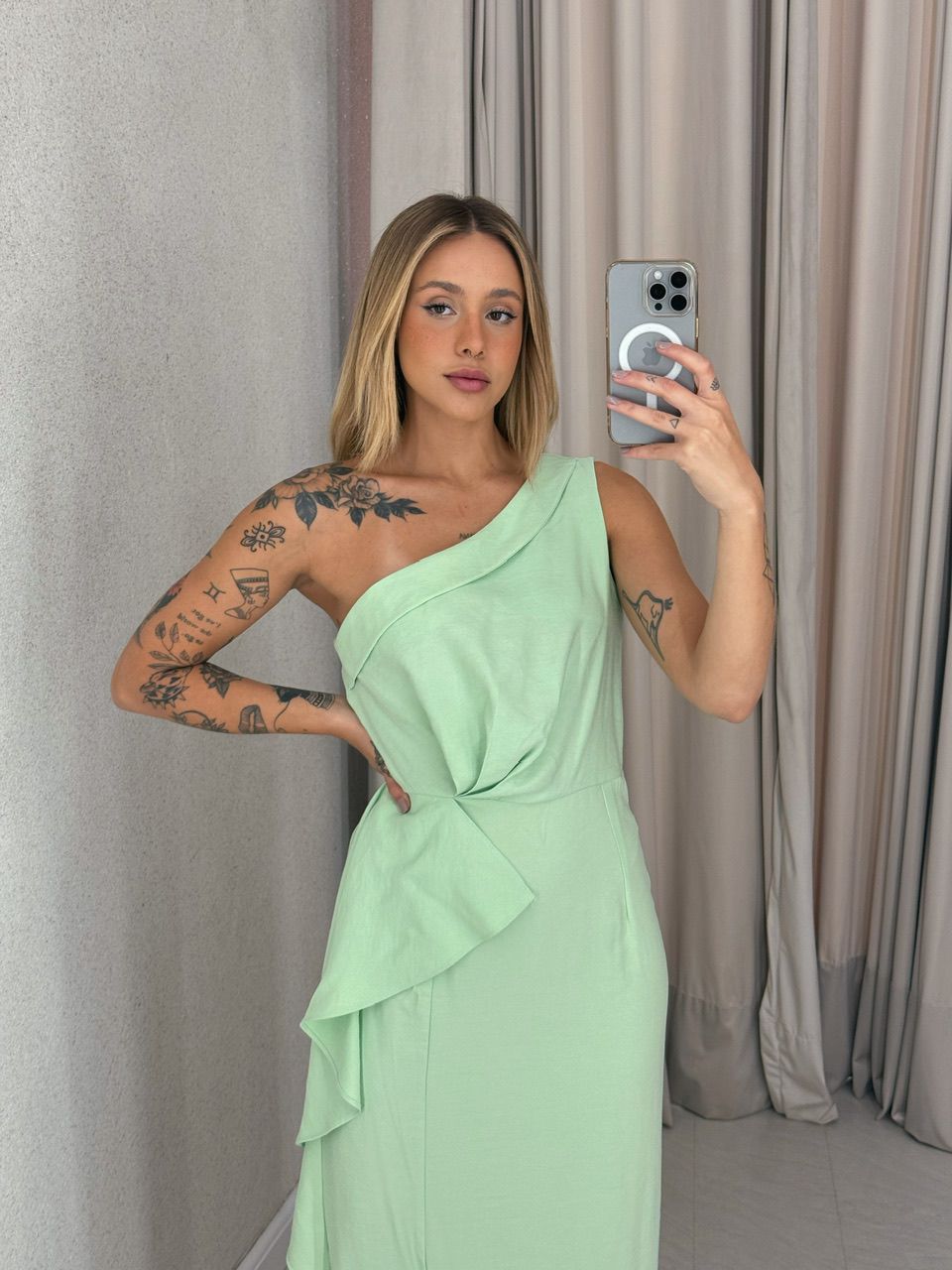 VESTIDO SILVANA NULA MANGA VERDE