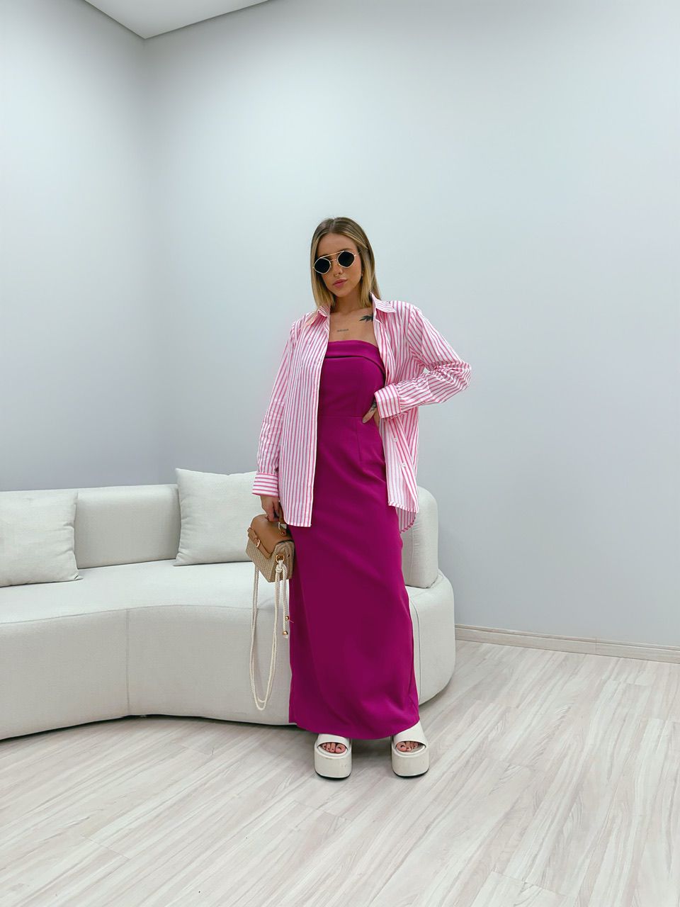 CAMISA DIANA LISTRADA ROSA