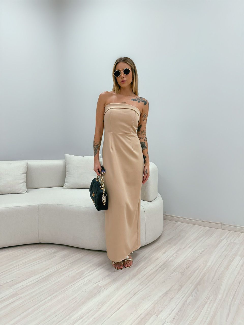 VESTIDO ISABELLY MIDI NUDE - 0048160049 - CAROLLA FERRARO