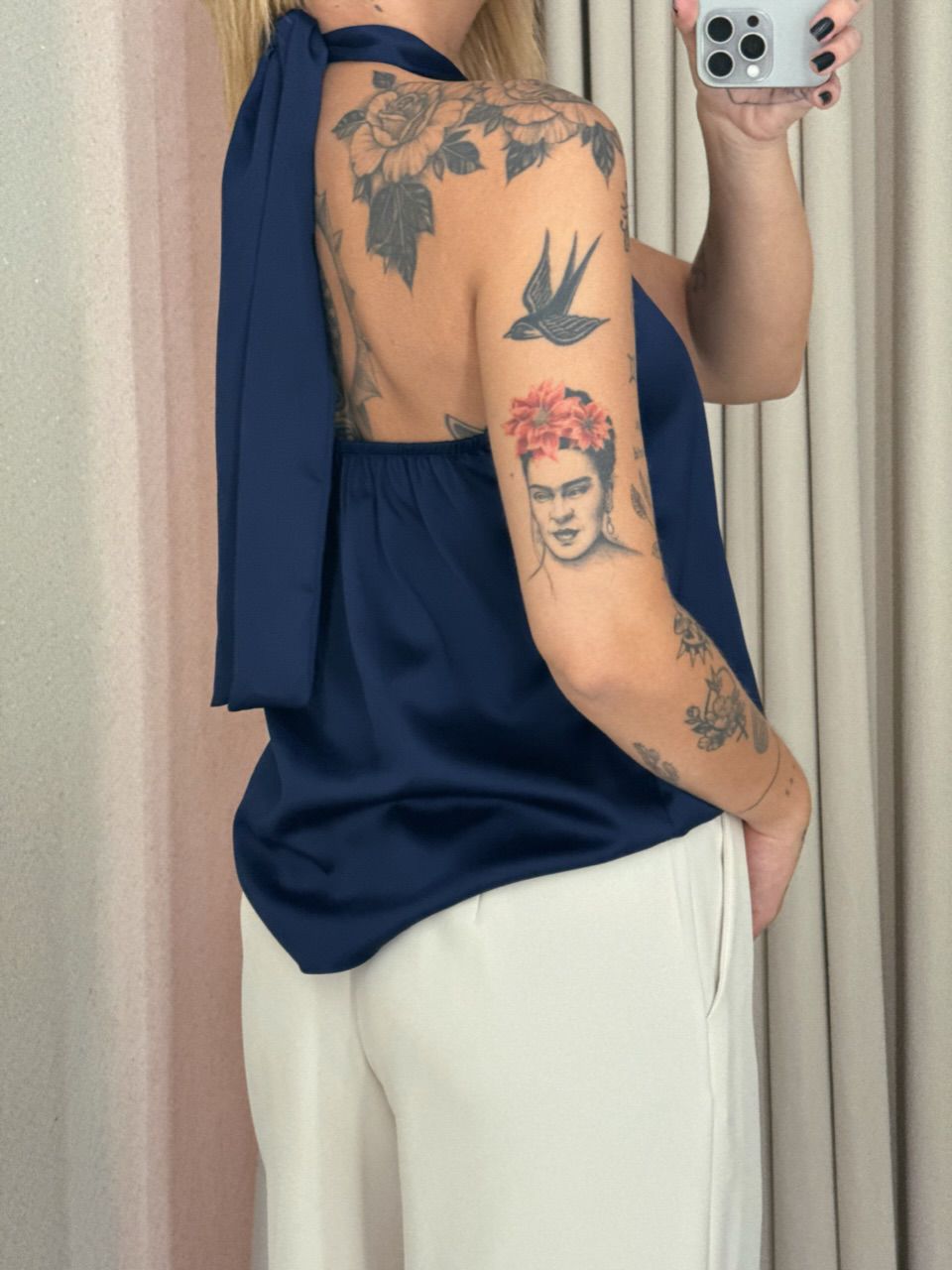 BLUSA DENISE COSTAS ABERTAS MARINHO