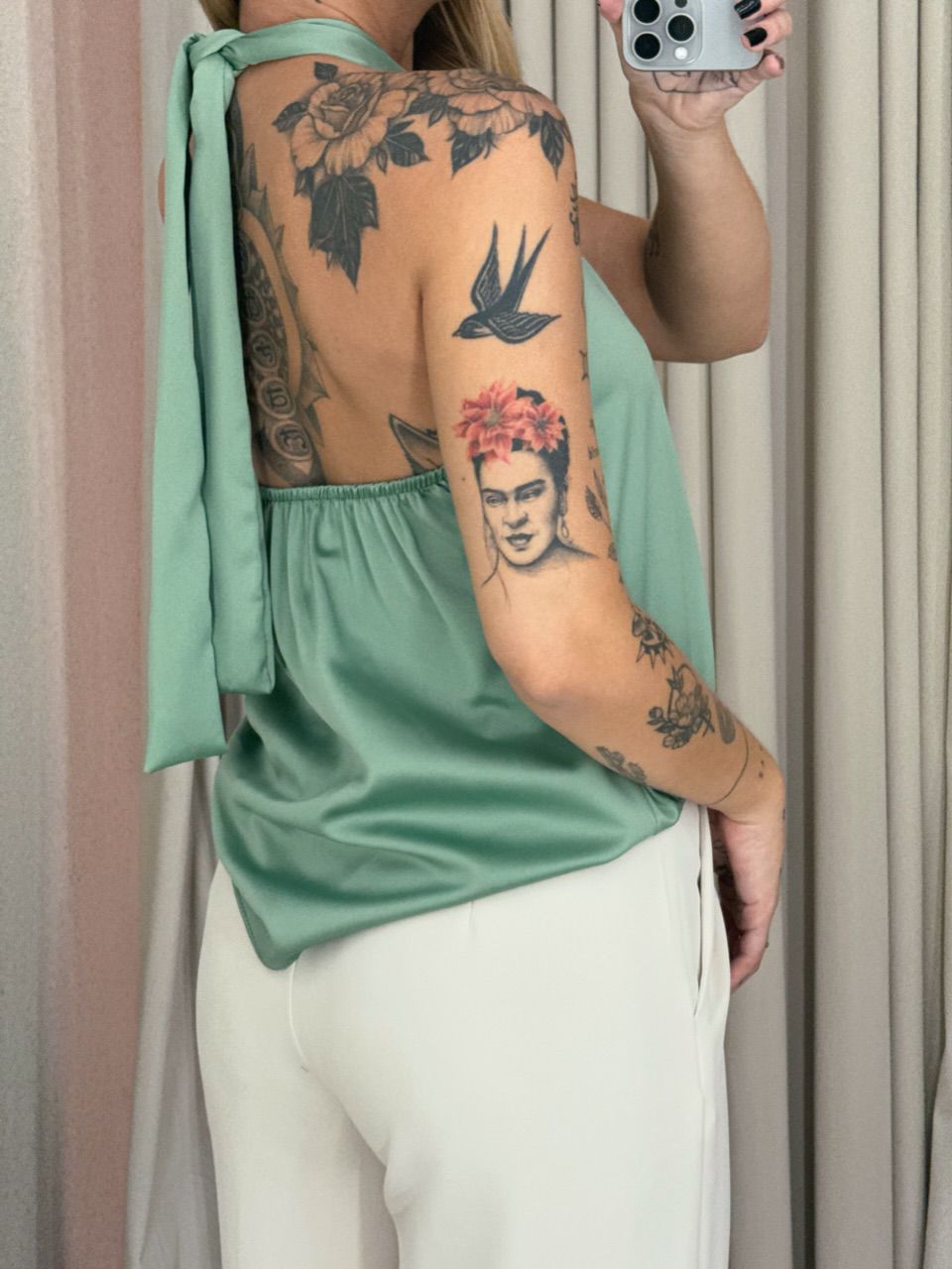 BLUSA DENISE COSTAS ABERTAS VERDE