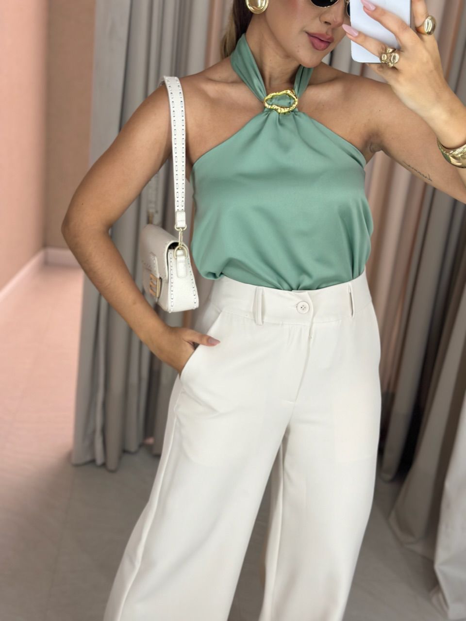 BLUSA DENISE COSTAS ABERTAS VERDE