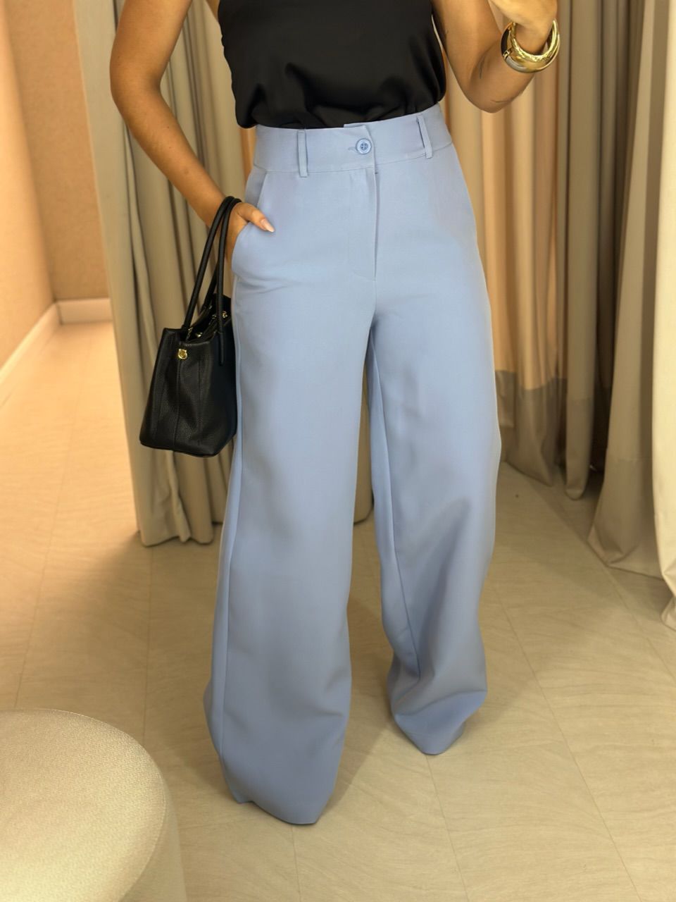 CALÇA MARIA EDUARDA PANTALONA BABY BLUE - 00607303... - CAROLLA FERRARO
