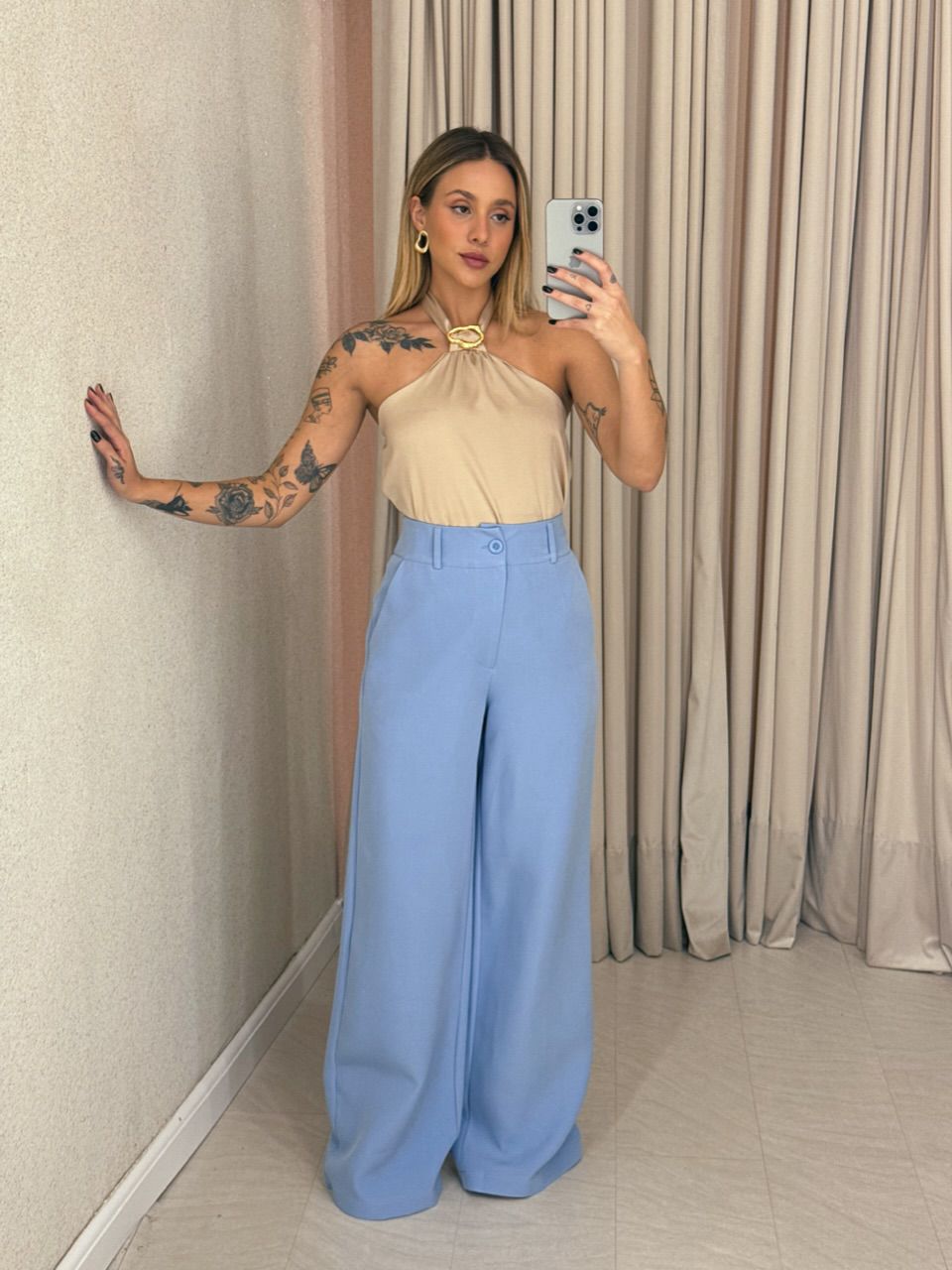 CALÇA MARIA EDUARDA PANTALONA BABY BLUE