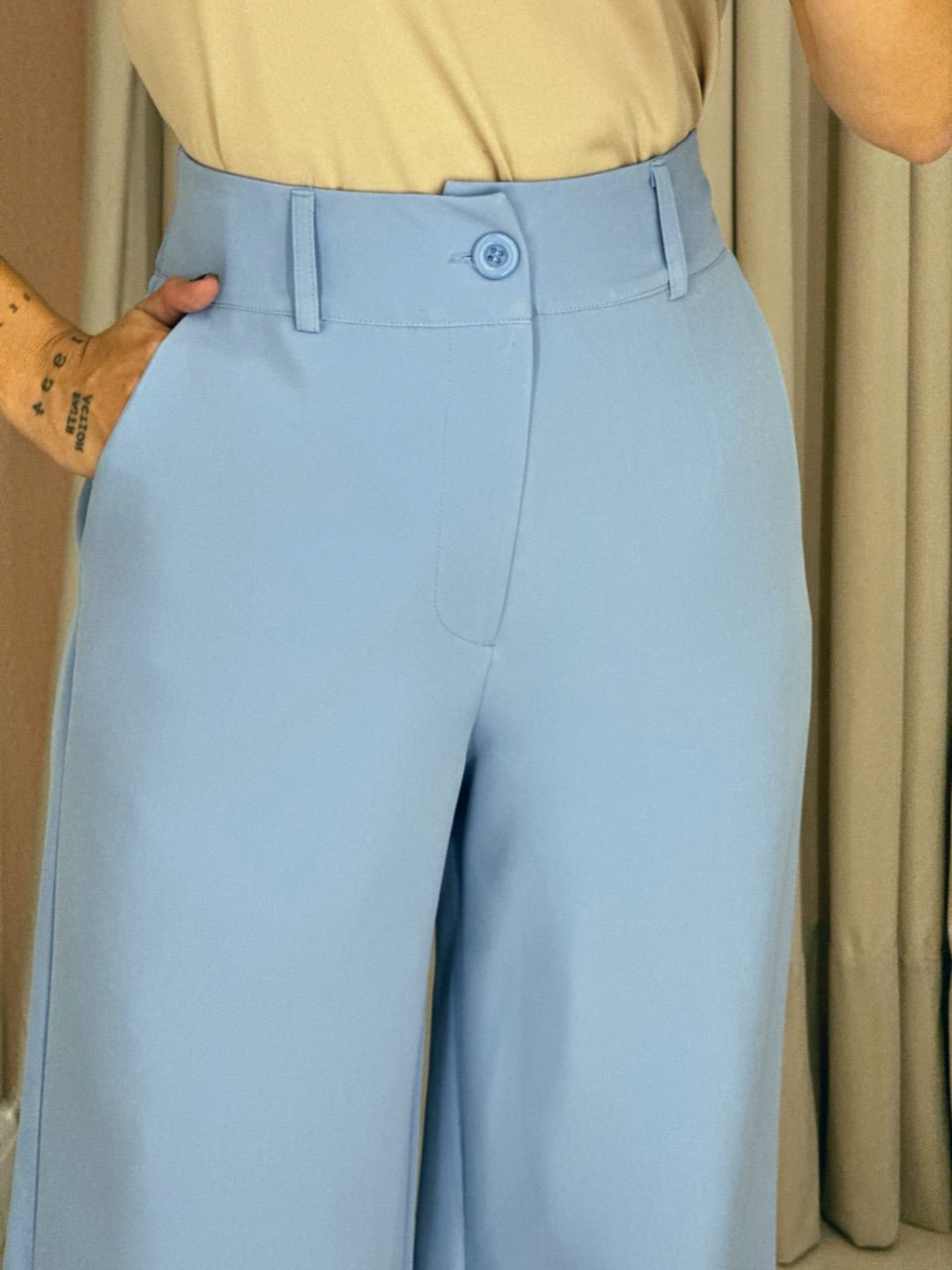 CALÇA MARIA EDUARDA PANTALONA BABY BLUE