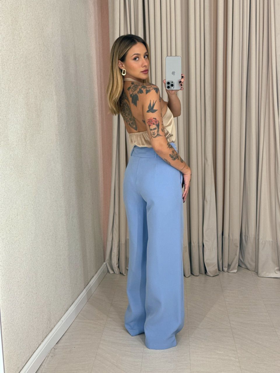 CALÇA MARIA EDUARDA PANTALONA BABY BLUE