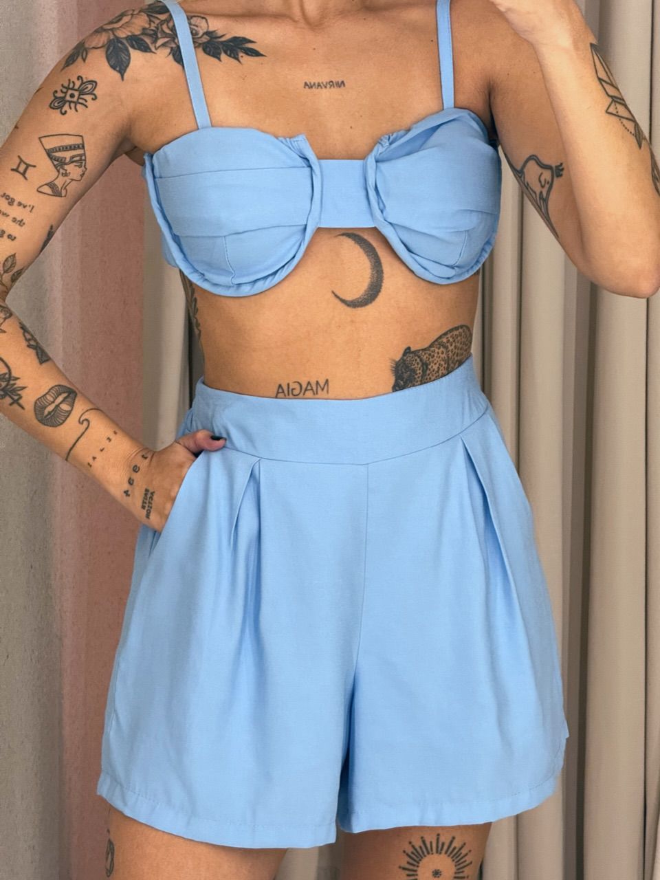 CONJUNTO PAULA TOP Kimono azul