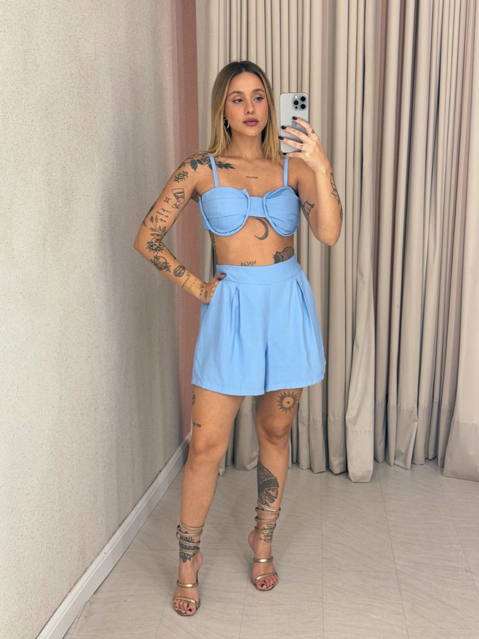 CONJUNTO PAULA TOP Kimono azul