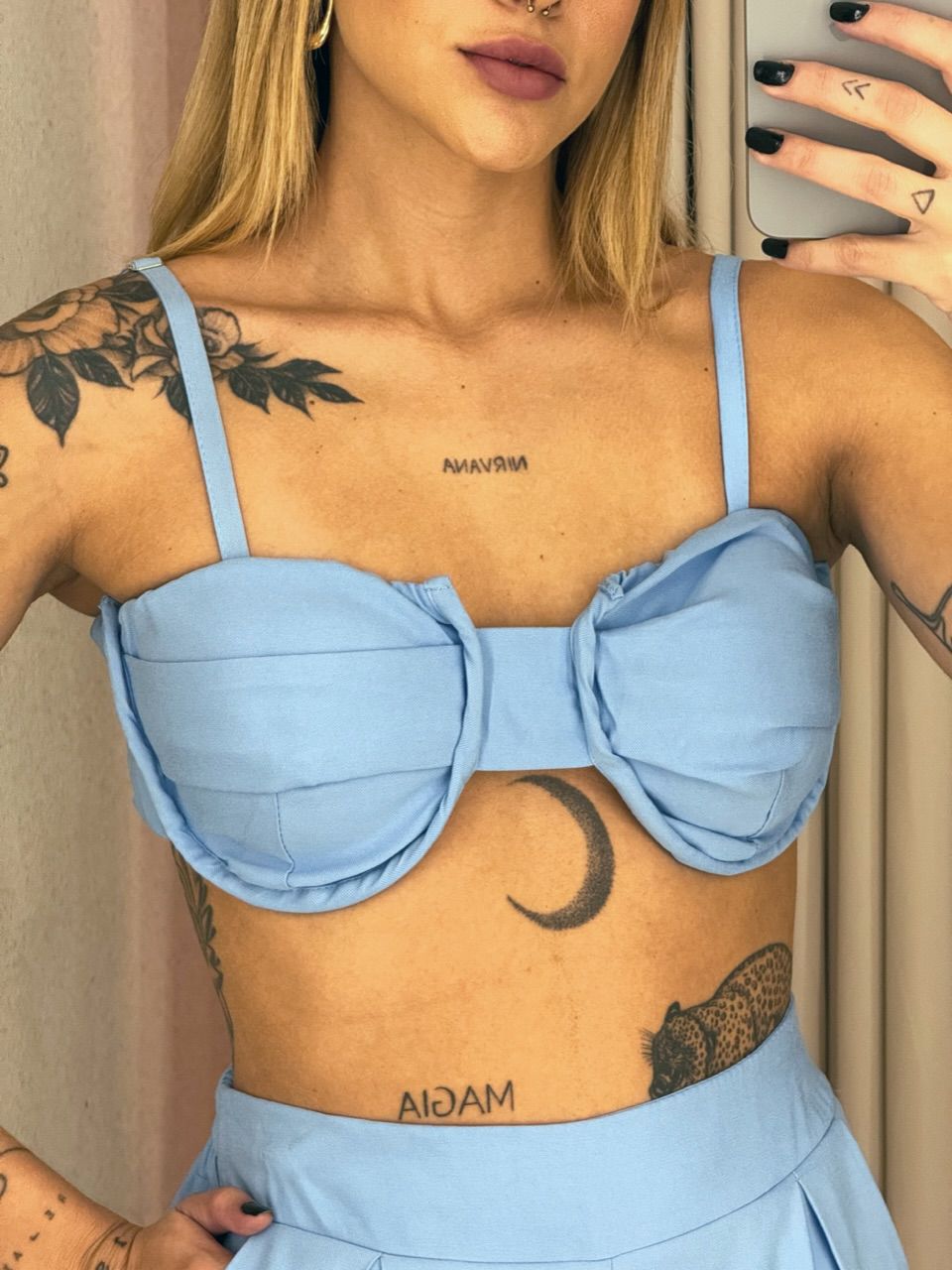 CONJUNTO PAULA TOP Kimono azul
