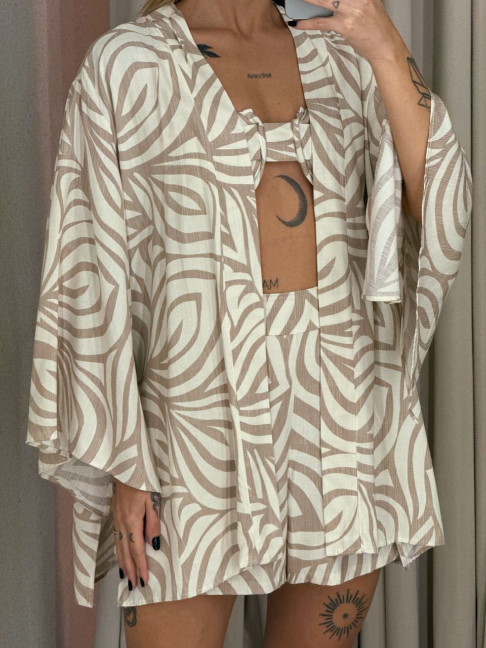 CONJUNTO PAULA TOP Kimono NUDE ESTAMPADO