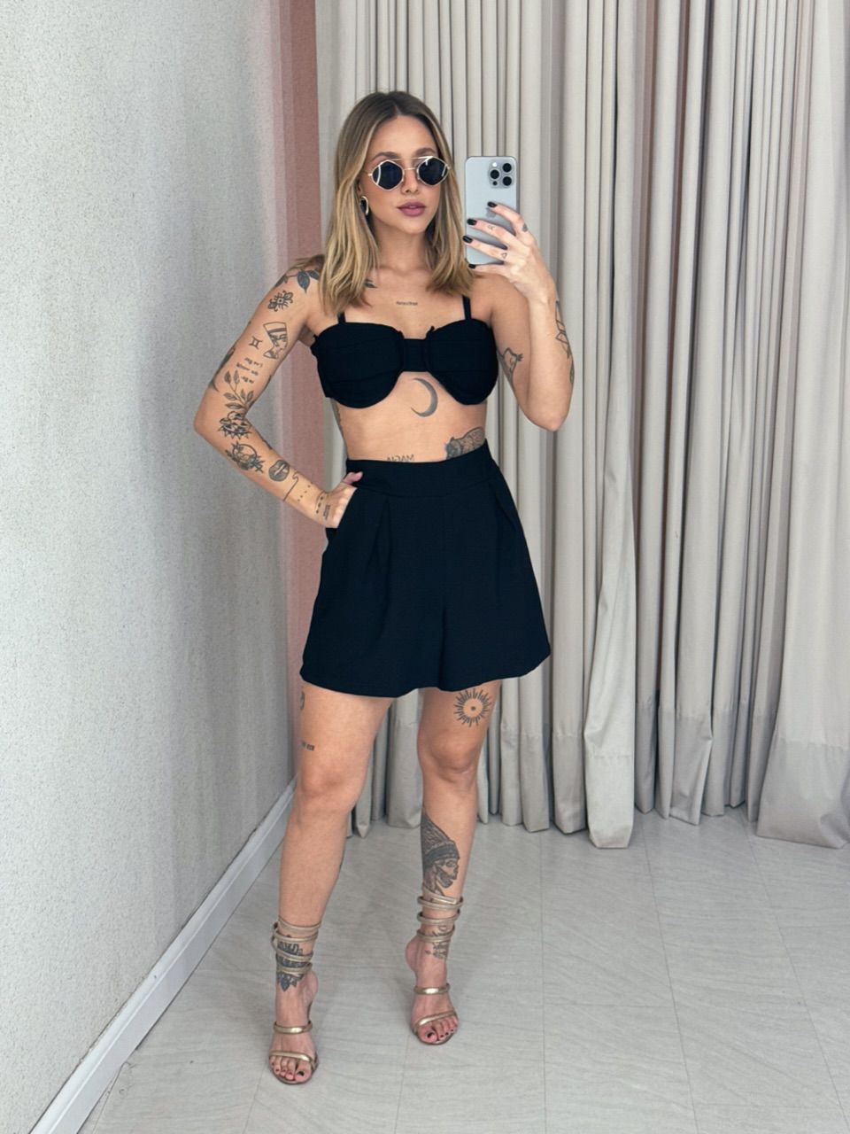 CONJUNTO PAULA TOP Kimono preto