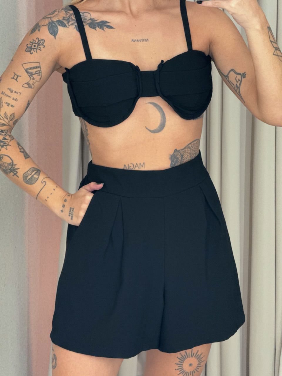 CONJUNTO PAULA TOP Kimono preto