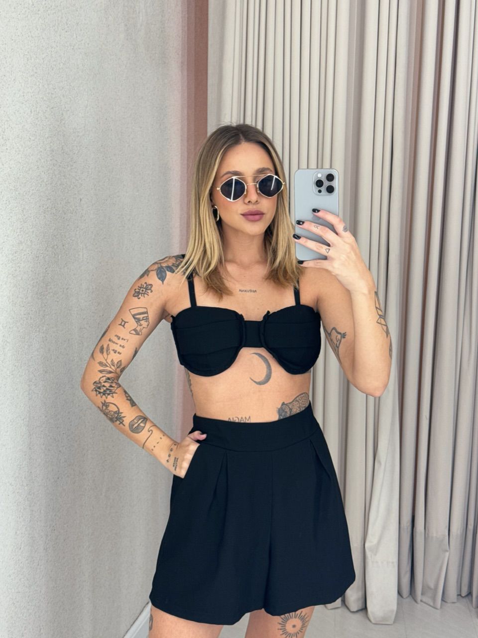CONJUNTO PAULA TOP Kimono preto