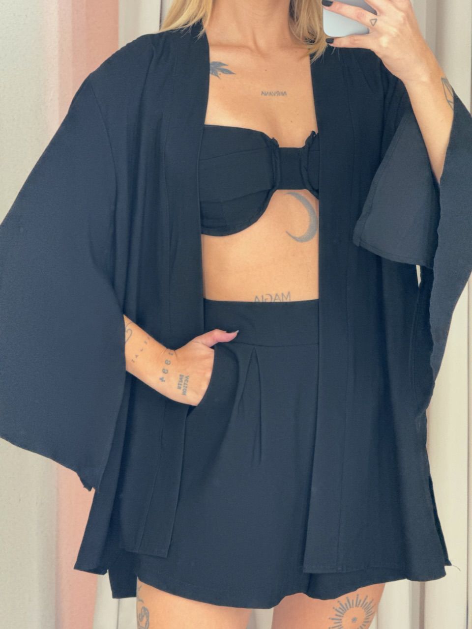 CONJUNTO PAULA TOP Kimono preto
