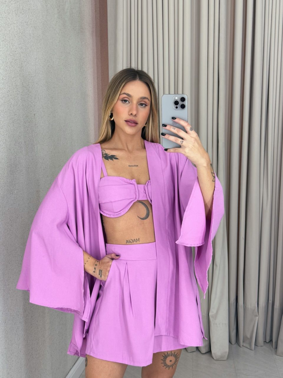 CONJUNTO PAULA TOP Kimono Rosa
