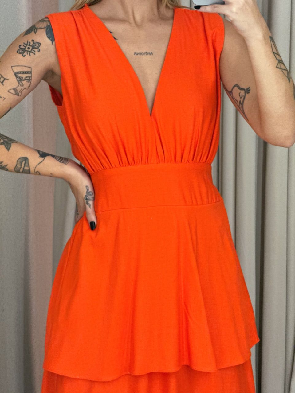 VESTIDO CLARA BABADOS LARANJA