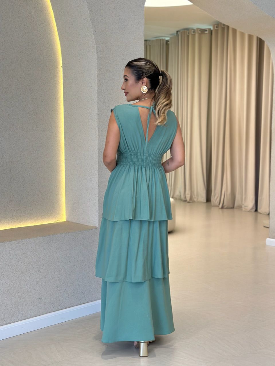 VESTIDO CLARA BABADOS VERDE