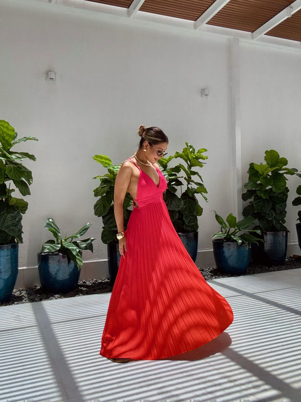 VESTIDO LEBLON PLISSADO PINK