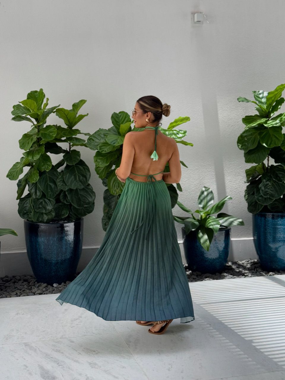 VESTIDO LEBLON PLISSADO VERDE/VERDE