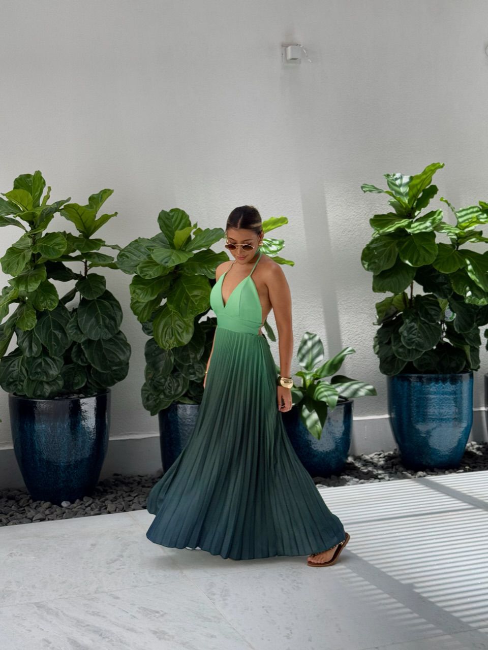 VESTIDO LEBLON PLISSADO VERDE/VERDE