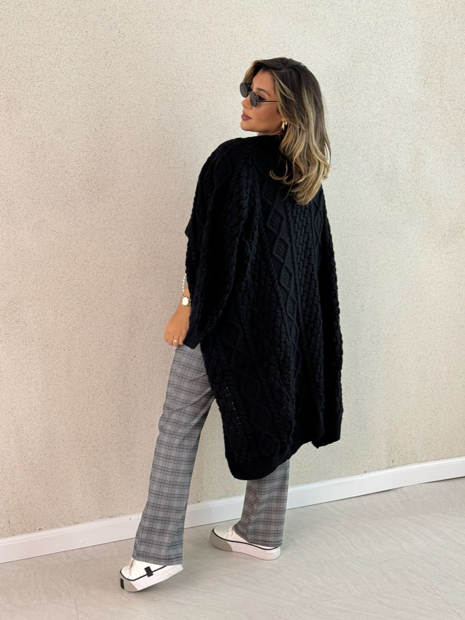 CALÇA MIS XADREZ CINZA