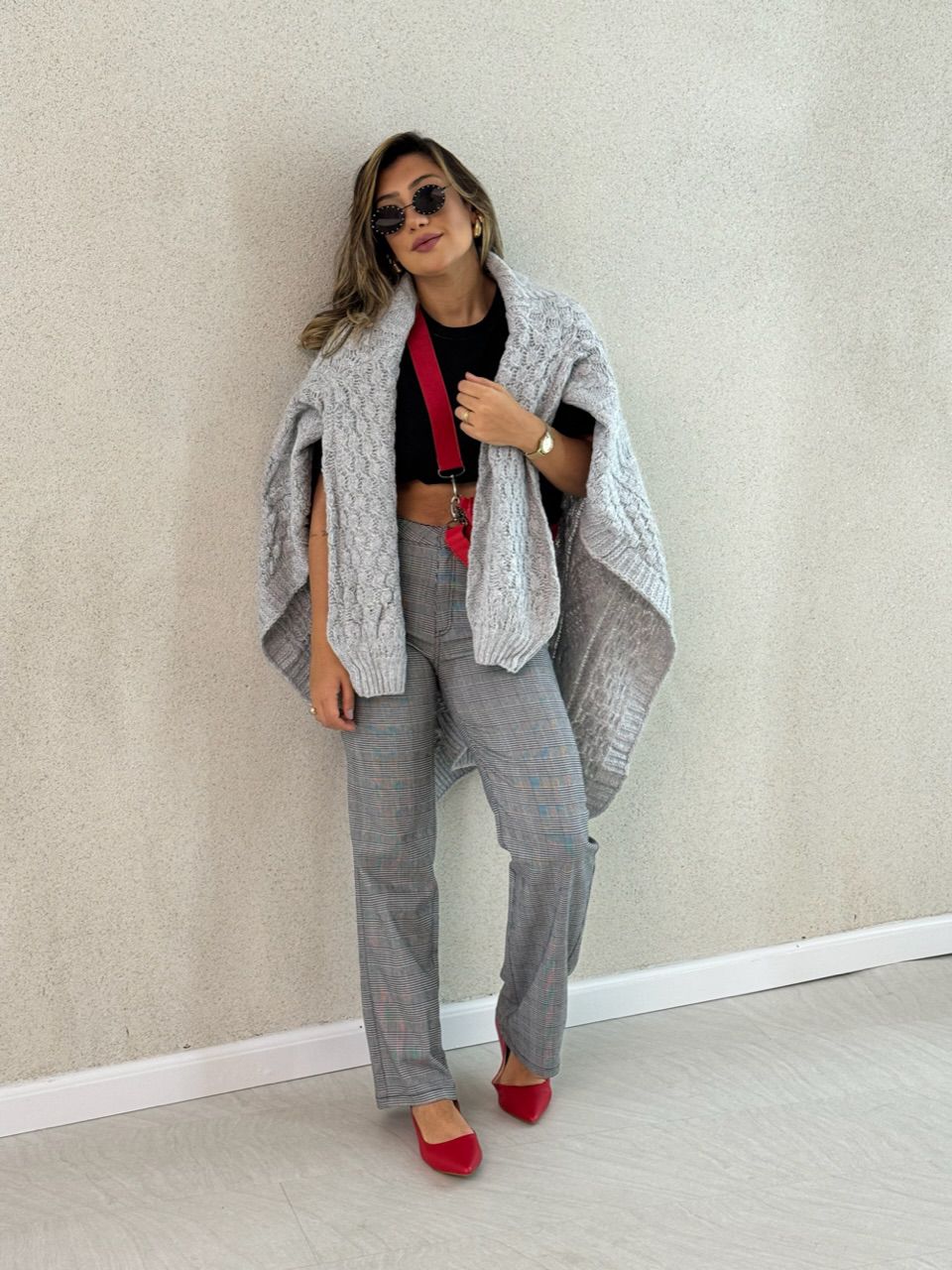 CALÇA MIS XADREZ PRETA