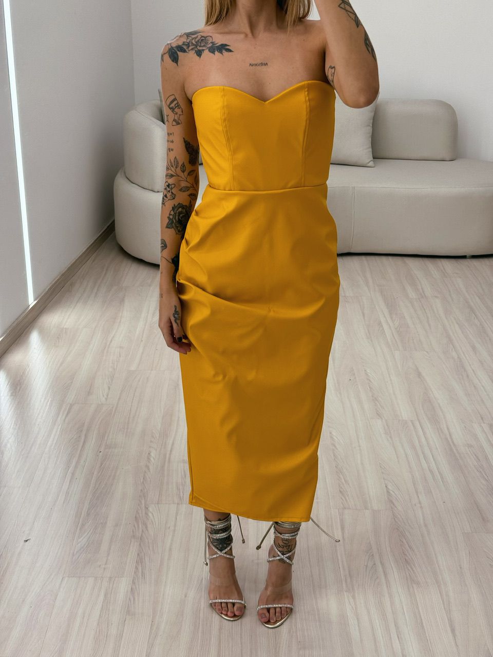 VESTIDO CF COURINO MIDI AMARELO