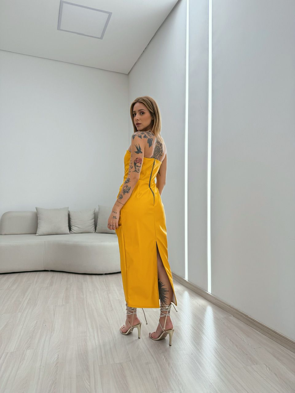 VESTIDO CF COURINO MIDI AMARELO