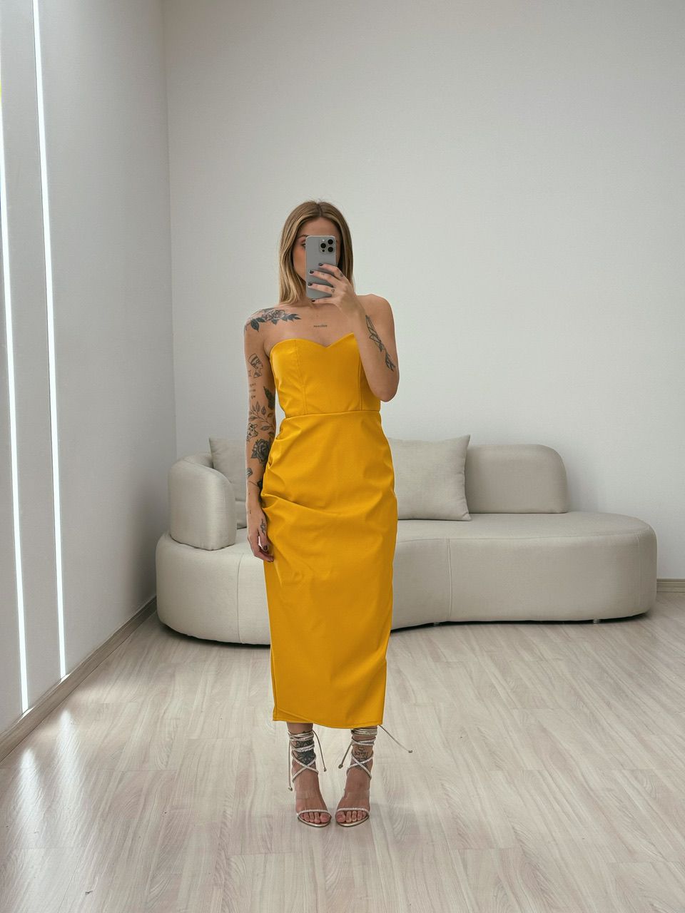 VESTIDO CF COURINO MIDI AMARELO